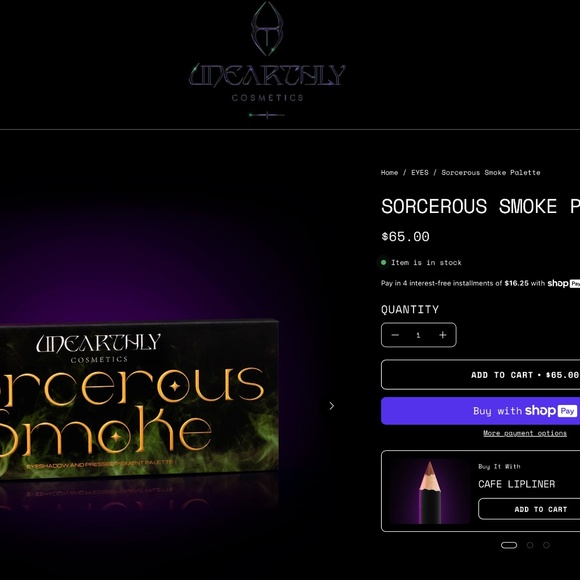 Unearthly Cosmetics "Sorcerous Smoke" eyeshadow palette - Picture 6 of 6